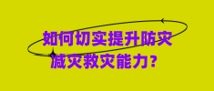 如何切实提升防灾减灾救灾能力？